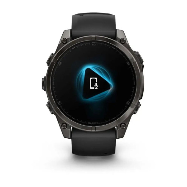 Смарт-годинник Garmin Fenix ​​8 – 47 мм, AMOLED Sapphire, титан з DLC-покриттям Carbon Gray та силіконовим ремінцем чорного/сірого кольору