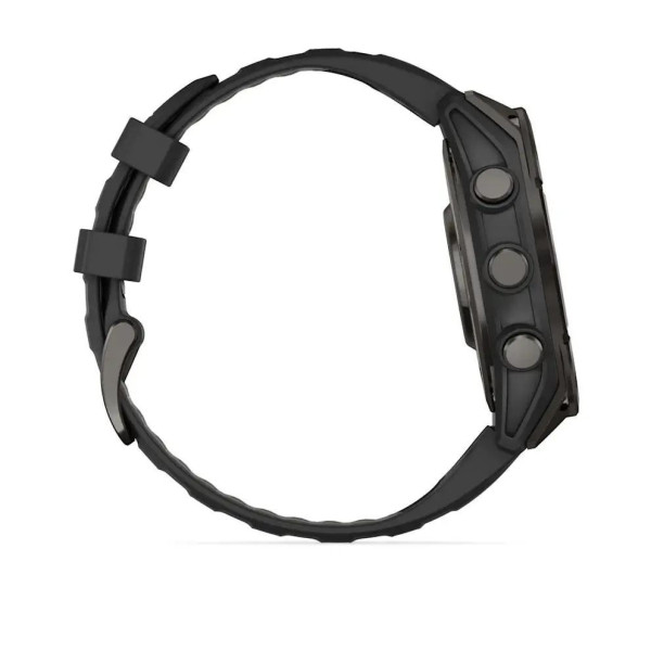 Смарт-годинник Garmin Fenix ​​8 – 47 мм, AMOLED Sapphire, титан з DLC-покриттям Carbon Gray та силіконовим ремінцем чорного/сірого кольору