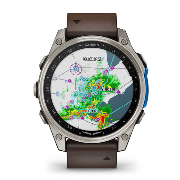 Garmin D2 Mach 2 Smartwatch (47mm) Titanium with Brown Oxford Leather Strap