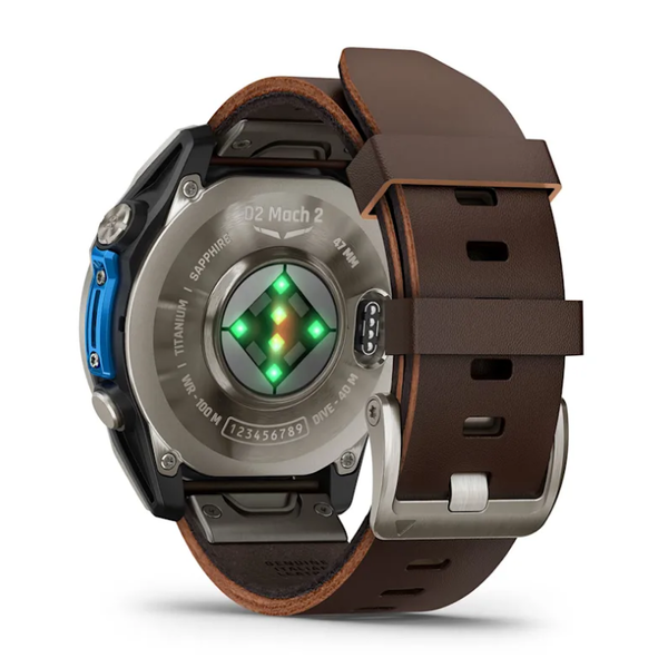 Garmin D2 Mach 2 Smartwatch (47mm) Titanium with Brown Oxford Leather Strap