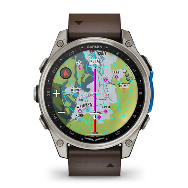 Garmin D2 Mach 2 Smartwatch (47mm) Titanium with Brown Oxford Leather Strap