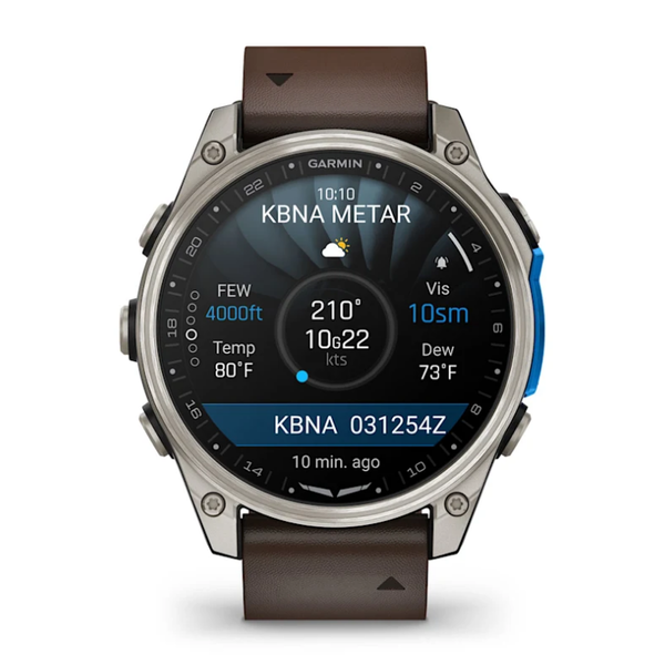 Garmin D2 Mach 2 Smartwatch (47mm) Titanium with Brown Oxford Leather Strap