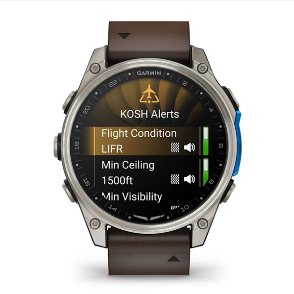 Garmin D2 Mach 2 Smartwatch (47mm) Titanium with Brown Oxford Leather Strap