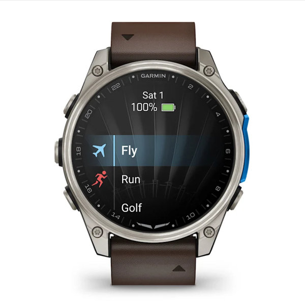 Garmin D2 Mach 2 Smartwatch (47mm) Titanium with Brown Oxford Leather Strap