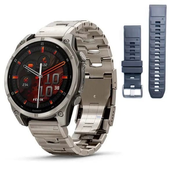 Смарт-часы Garmin Fenix 8 – 47 мм, AMOLED Sapphire, титановые с титановым браслетом