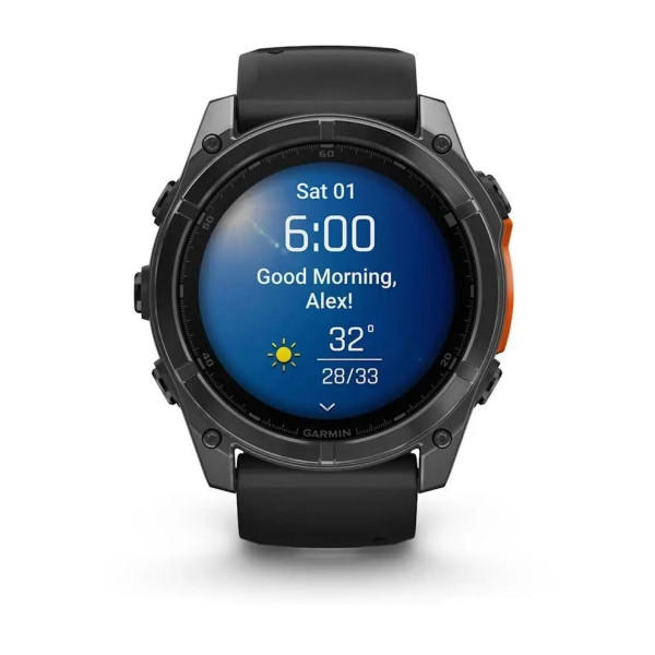 Смарт-часы Garmin Fenix 8 – 51 мм, AMOLED, сланцево-серые с черным силиконовым ремешком