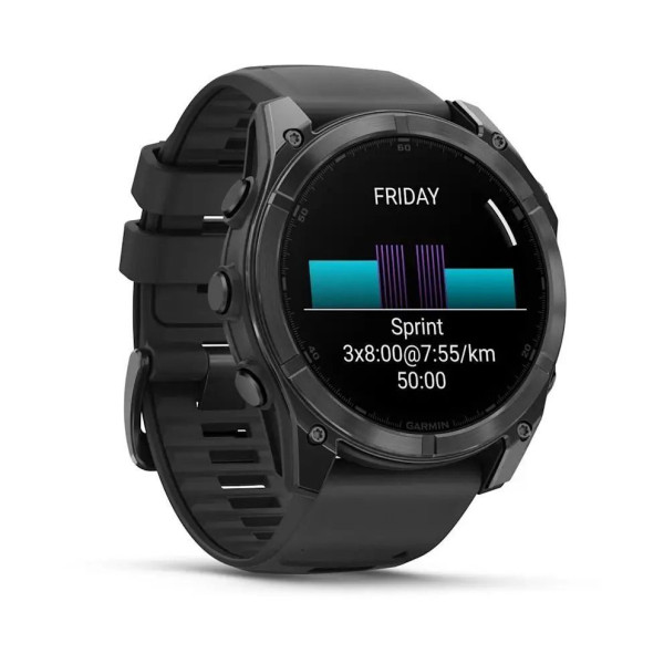 Смарт-часы Garmin Fenix 8 – 51 мм, AMOLED, сланцево-серые с черным силиконовым ремешком