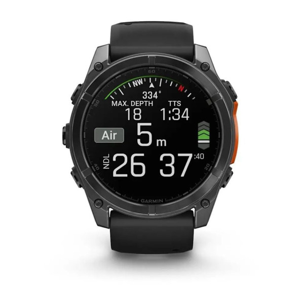 Смарт-часы Garmin Fenix 8 – 51 мм, AMOLED, сланцево-серые с черным силиконовым ремешком