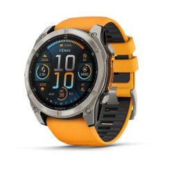 Garmin Fenix ​​8 Smartwatch – 51mm, AMOLED Sapphire, Titanium with Spark Orange/Graphite Silicone Strap