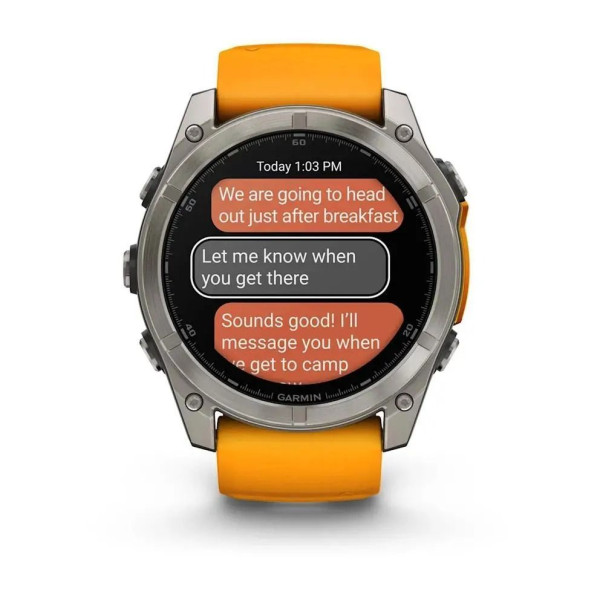 Смарт-часы Garmin Fenix 8 – 51 мм, AMOLED Sapphire, титан с силиконовым ремешком цвета Spark Orange/Graphite