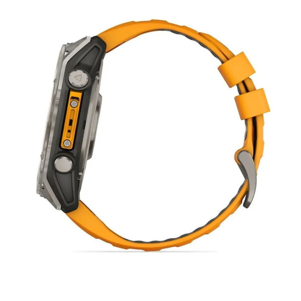 Смарт-часы Garmin Fenix 8 – 51 мм, AMOLED Sapphire, титан с силиконовым ремешком цвета Spark Orange/Graphite