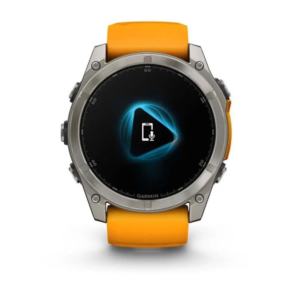 Смарт-часы Garmin Fenix 8 – 51 мм, AMOLED Sapphire, титан с силиконовым ремешком цвета Spark Orange/Graphite