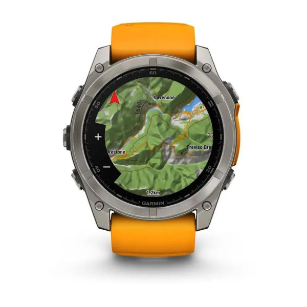 Смарт-часы Garmin Fenix 8 – 51 мм, AMOLED Sapphire, титан с силиконовым ремешком цвета Spark Orange/Graphite