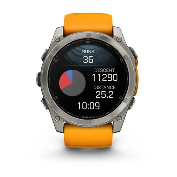 Смарт-часы Garmin Fenix 8 – 51 мм, AMOLED Sapphire, титан с силиконовым ремешком цвета Spark Orange/Graphite