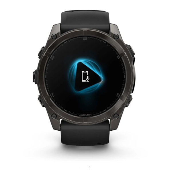Смарт-часы Garmin Fenix 8 – 51 мм, AMOLED Sapphire, титан с DLC-покрытием Carbon Gray и силиконовым ремешком черного/серого цвета