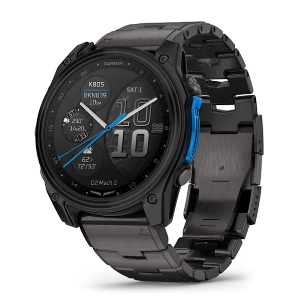 Garmin D2 Mach 2 (51mm) Carbon Gray DLC Titanium Smartwatch with Ventilated Titanium Bracelet