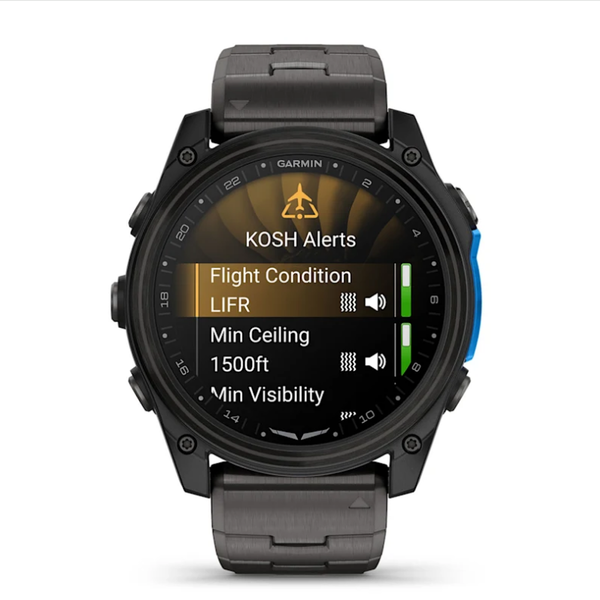 Garmin D2 Mach 2 (51mm) Carbon Gray DLC Titanium Smartwatch with Ventilated Titanium Bracelet