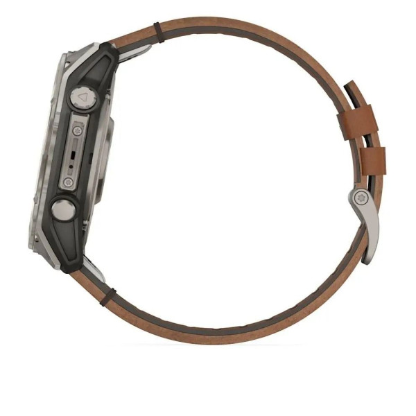 Смарт-часы Garmin Fenix 8 – 51 мм, AMOLED Sapphire, титан с DLC-покрытием Carbon Gray и каштановым кожаным ремешком