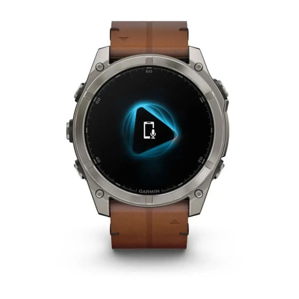 Смарт-часы Garmin Fenix 8 – 51 мм, AMOLED Sapphire, титан с DLC-покрытием Carbon Gray и каштановым кожаным ремешком