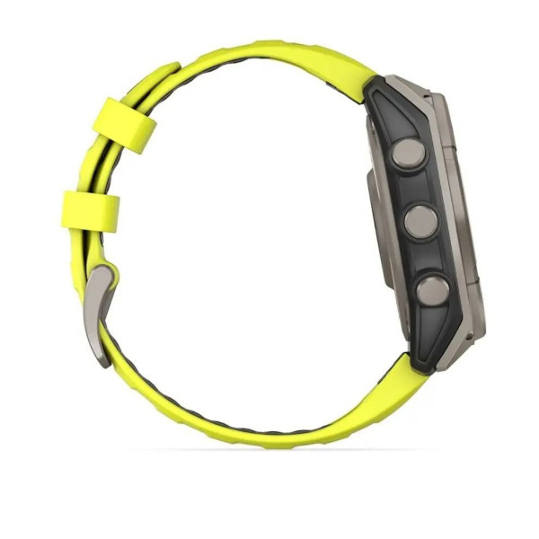 Смарт-часы Garmin Fenix 8 – 47 мм, Solar Sapphire, титан с ярко-желтым/графитовым силиконовым ремешком
