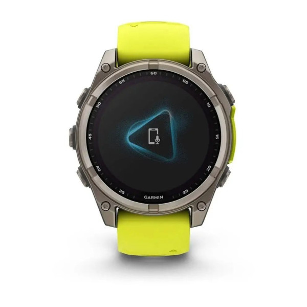 Смарт-часы Garmin Fenix 8 – 47 мм, Solar Sapphire, титан с ярко-желтым/графитовым силиконовым ремешком