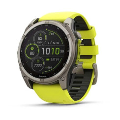 Garmin Fenix ​​8 Smartwatch - 51mm Solar Sapphire Titanium with Bright Yellow/Graphite Silicone Strap