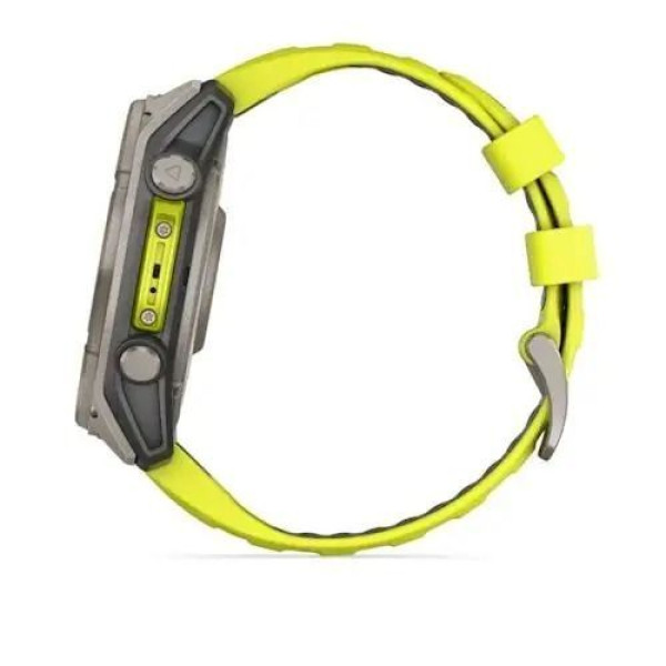 Garmin Fenix ​​8 Smartwatch - 51mm Solar Sapphire Titanium with Bright Yellow/Graphite Silicone Strap