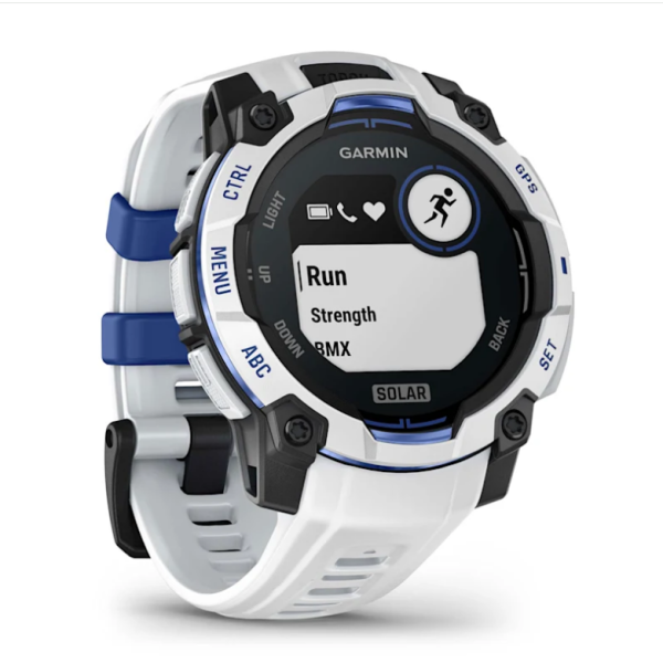 Смарт-годинник Garmin Instinct 3 (45 мм) Solar, колір білий камінь з ремінцем Whitestone/Bolt Blue