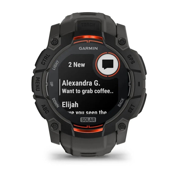 Garmin Instinct 3 (50mm) Solar Smartwatch - Black/Charcoal
