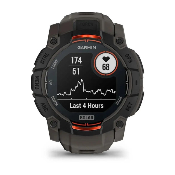Garmin Instinct 3 (50mm) Solar Smartwatch - Black/Charcoal