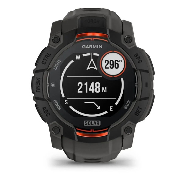 Garmin Instinct 3 (50mm) Solar Smartwatch - Black/Charcoal