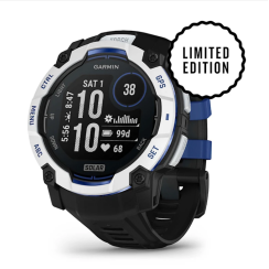 Смарт-годинник Garmin Instinct 3 (50 мм) Solar, колір білий камінь із чорно-синім ремінцем