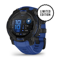 Смарт-годинник Garmin Instinct 3 (45 мм) AMOLED чорний з синьо-чорним ремінцем