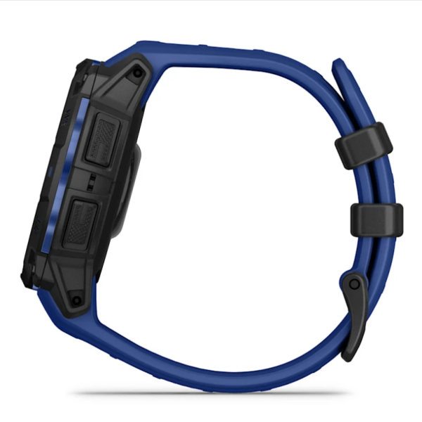 Garmin Instinct 3 (45mm) AMOLED Smartwatch, Black with Blue and Black Strap