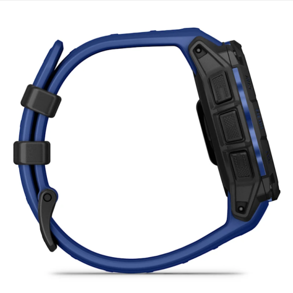 Garmin Instinct 3 (45mm) AMOLED Smartwatch, Black with Blue and Black Strap