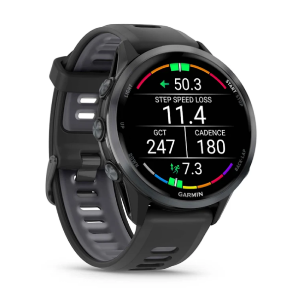 Смарт-годинник Garmin Forerunner 970 з вуглецево-сірим титановим безелем DLC, чорним корпусом та чорним ремінцем