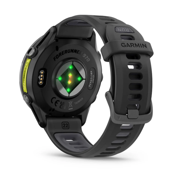 Смарт-годинник Garmin Forerunner 970 з вуглецево-сірим титановим безелем DLC, чорним корпусом та чорним ремінцем