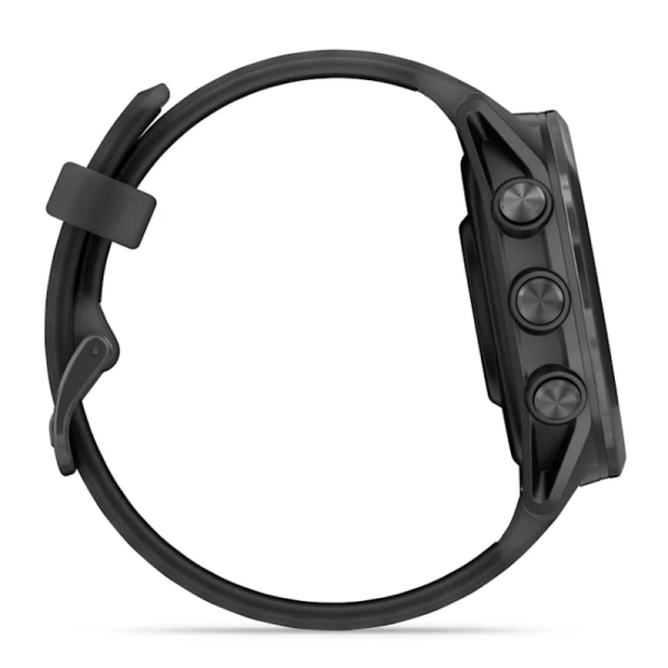 Смарт-годинник Garmin Forerunner 570 (42 мм), алюмінієвий безель сланцево-сірого кольору з чорним ремінцем.