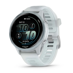 Смарт-годинник Garmin Forerunner 570 (42 мм), алюмінієвий безель небесно-блакитного кольору з біло-блакитним ремінцем
