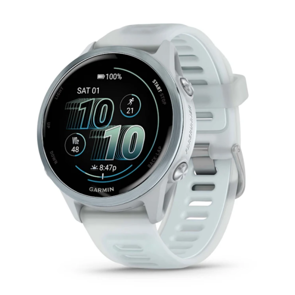 Смарт-годинник Garmin Forerunner 570 (42 мм), алюмінієвий безель небесно-блакитного кольору з біло-блакитним ремінцем