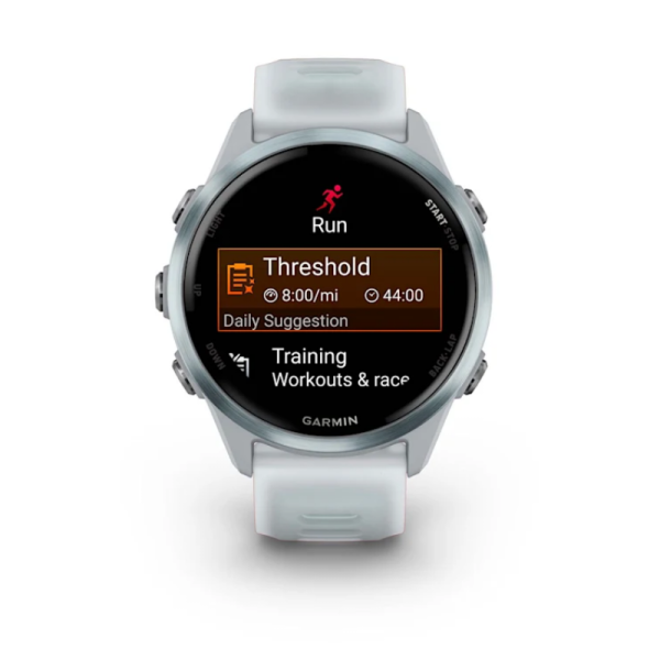 Смарт-годинник Garmin Forerunner 570 (42 мм), алюмінієвий безель небесно-блакитного кольору з біло-блакитним ремінцем