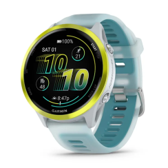 Смарт-годинник Garmin Forerunner 570 (47 мм), насичено-жовтий алюмінієвий безель з біло-бірюзовим ремінцем