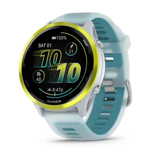 Garmin Forerunner 570 Smartwatch (47mm), Vivid Yellow Aluminum Bezel with White and Teal Strap