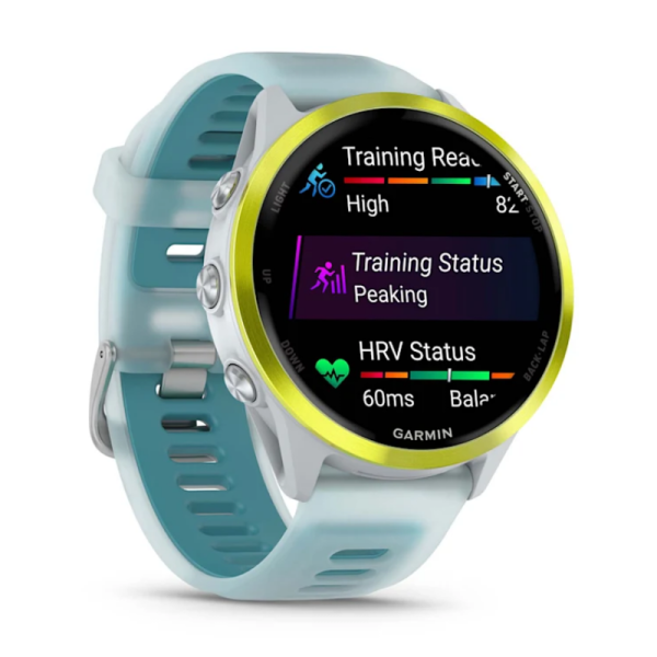 Garmin Forerunner 570 Smartwatch (47mm), Vivid Yellow Aluminum Bezel with White and Teal Strap