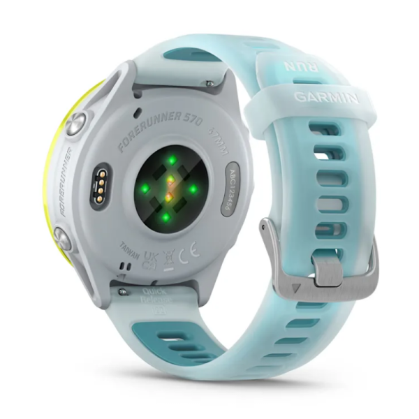 Garmin Forerunner 570 Smartwatch (47mm), Vivid Yellow Aluminum Bezel with White and Teal Strap