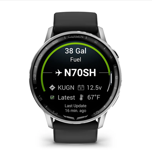 Garmin D2 Air X15 Smartwatch in Silver with a Black Silicone Strap