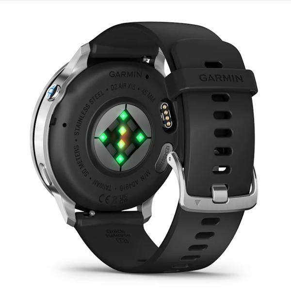 Garmin D2 Air X15 Smartwatch in Silver with a Black Silicone Strap