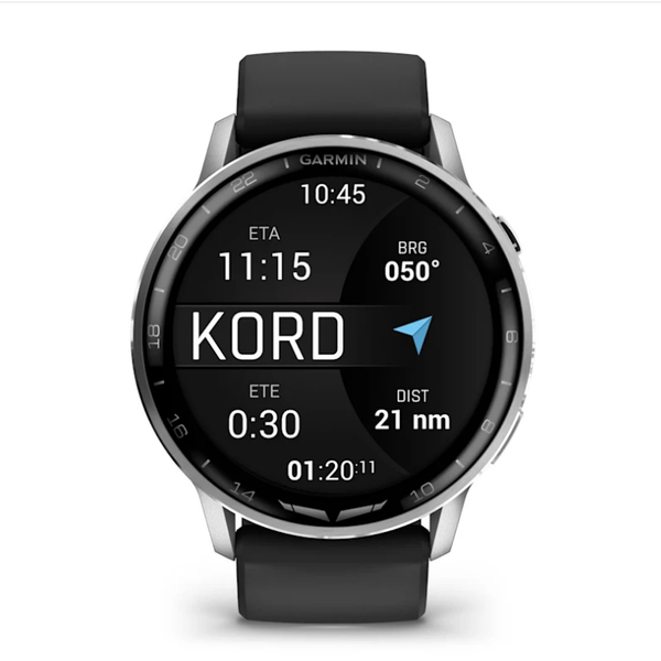 Garmin D2 Air X15 Smartwatch in Silver with a Black Silicone Strap