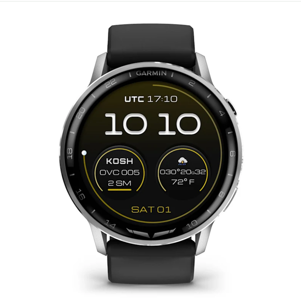 Garmin D2 Air X15 Smartwatch in Silver with a Black Silicone Strap