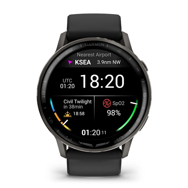 Смарт-годинник Garmin D2 Air X15 сланцевий з чорним силіконовим ремінцем